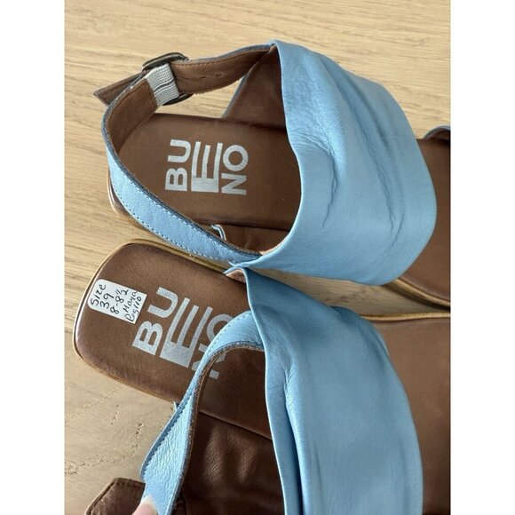 Bueno Maya Women's Sandals Shoes 39 8 8.5 Denim Color Leather Adjustable Wedge - Picture 3 of 6